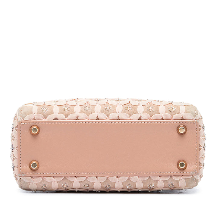 Beaded Ruban Lady Dior Mini Beige