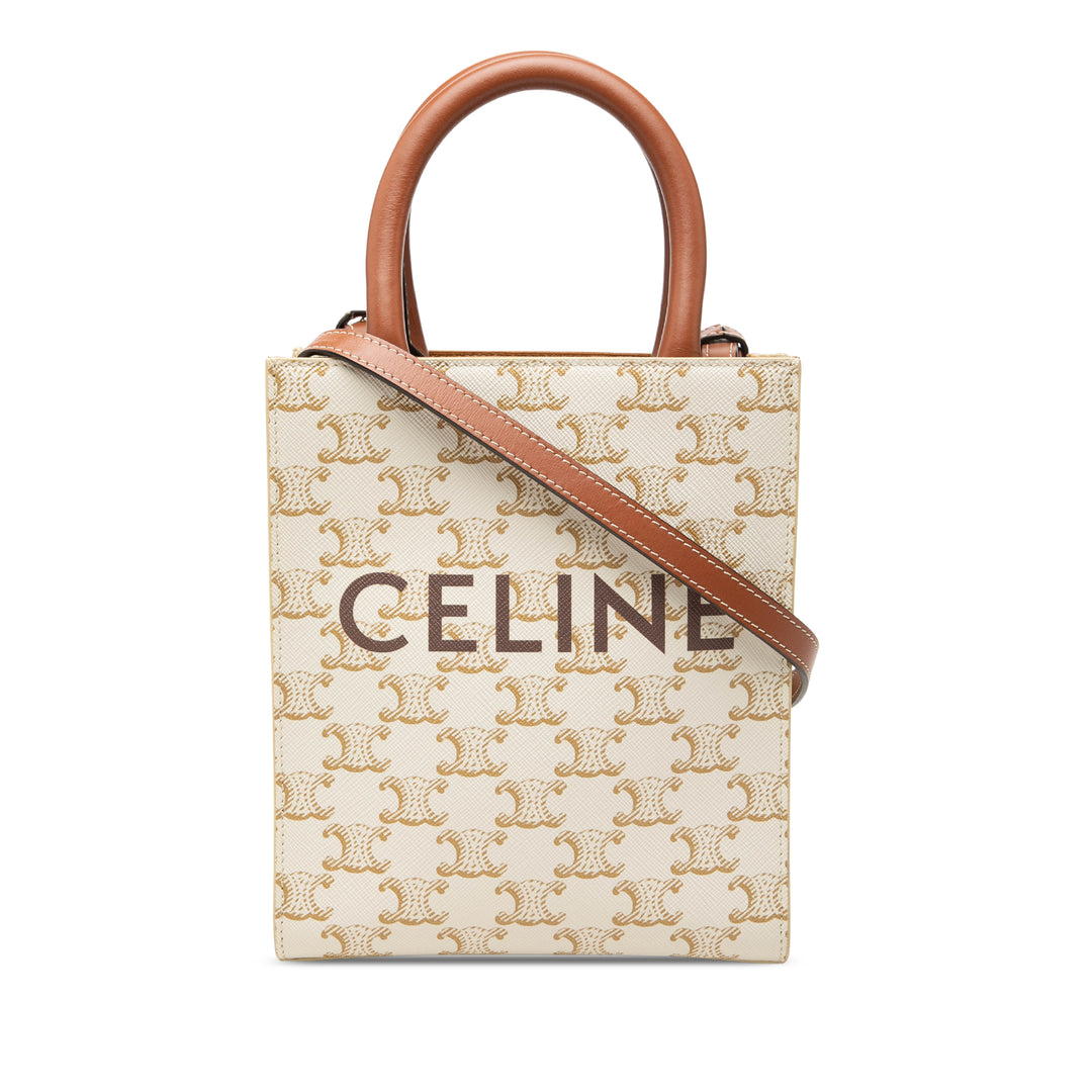 Celine Triomphe Cabas vertical Mini Toile Triomphe enduite