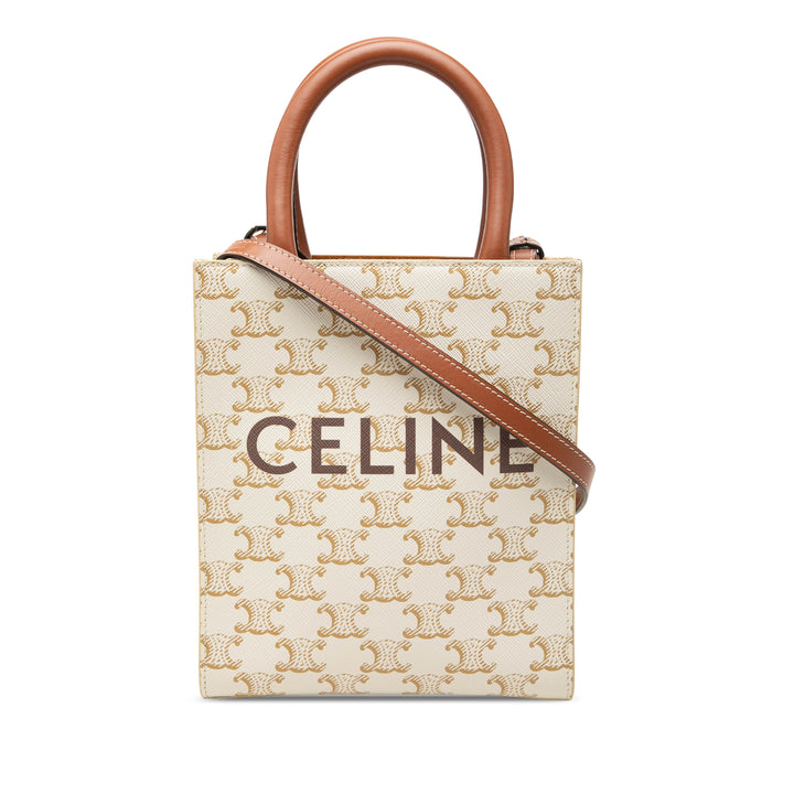 Celine Triomphe Cabas vertical Mini Toile Triomphe enduite