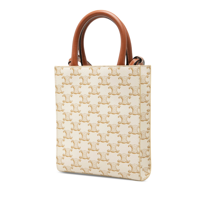Celine Triomphe Cabas vertical Mini Toile Triomphe enduite