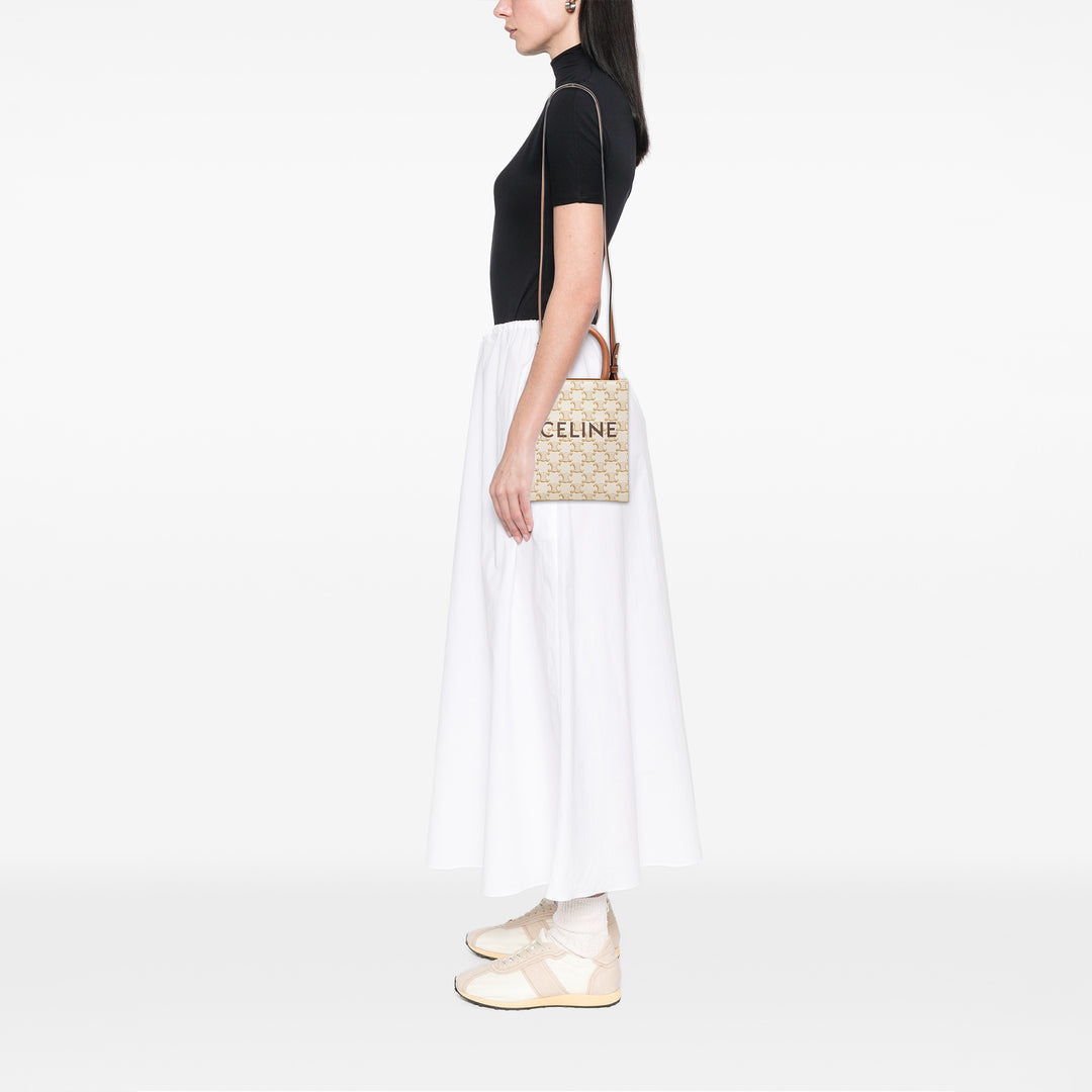 Celine Triomphe Cabas vertical Mini Toile Triomphe enduite