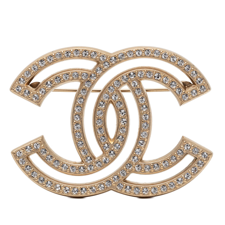 Chanel CC -plaqué Strass Broche