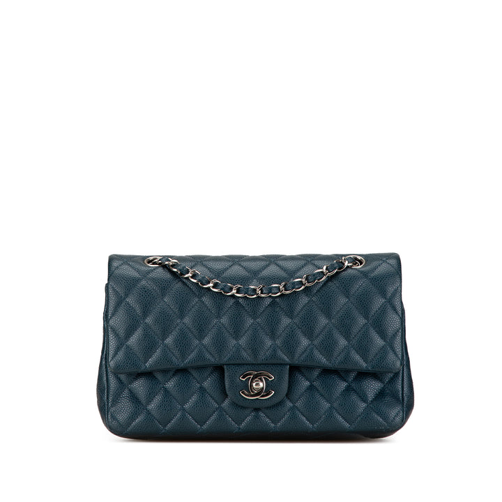 Medium Classic Caviar Double Flap Blue - Gaby Paris