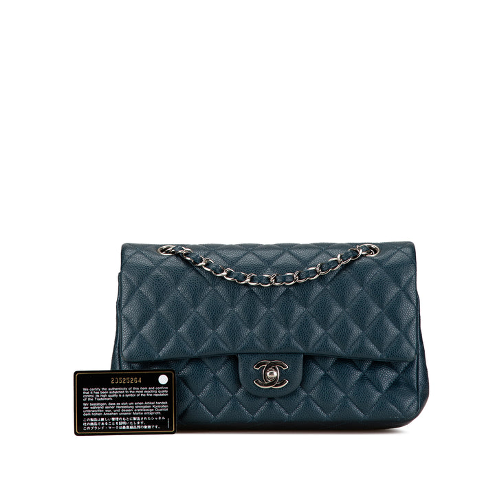 Medium Classic Caviar Double Flap Blue - Gaby Paris