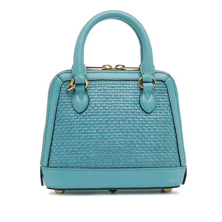 Gucci Mini Raffia Horsebit 1955 Top Handle Bag Blue - GABY PARIS