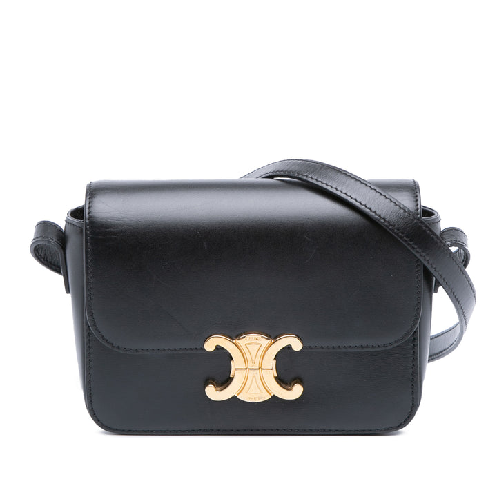 Celine Teen Shiny Cuir de veau Triomphe Crossbody Noir – GABY PARIS Authentique