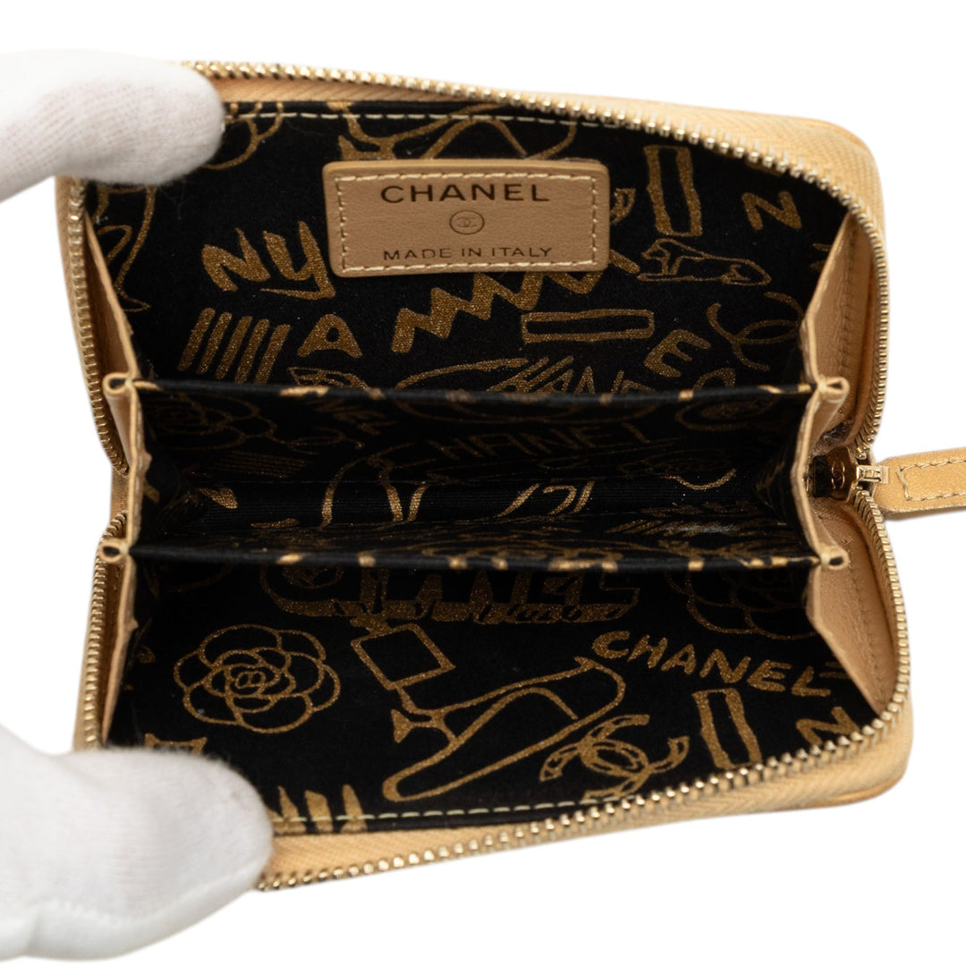 Chanel CC Matelassé Zippy Porte-monnaie Cuir d'agneau Doré – vue 4 – GABY PARIS