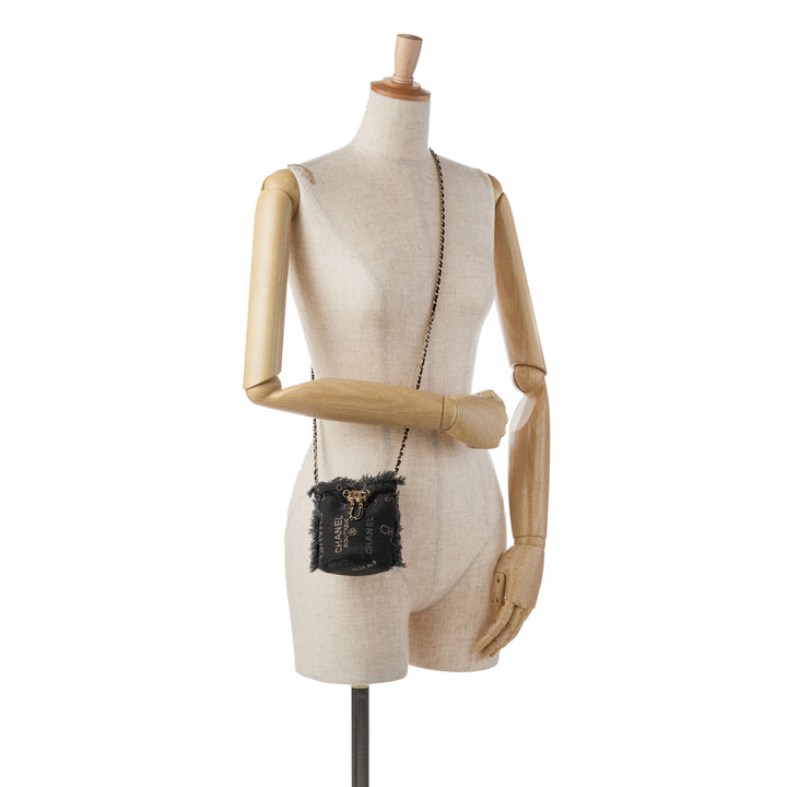 Mini Denim Mood Bucket with Chain Gray - Gaby Paris