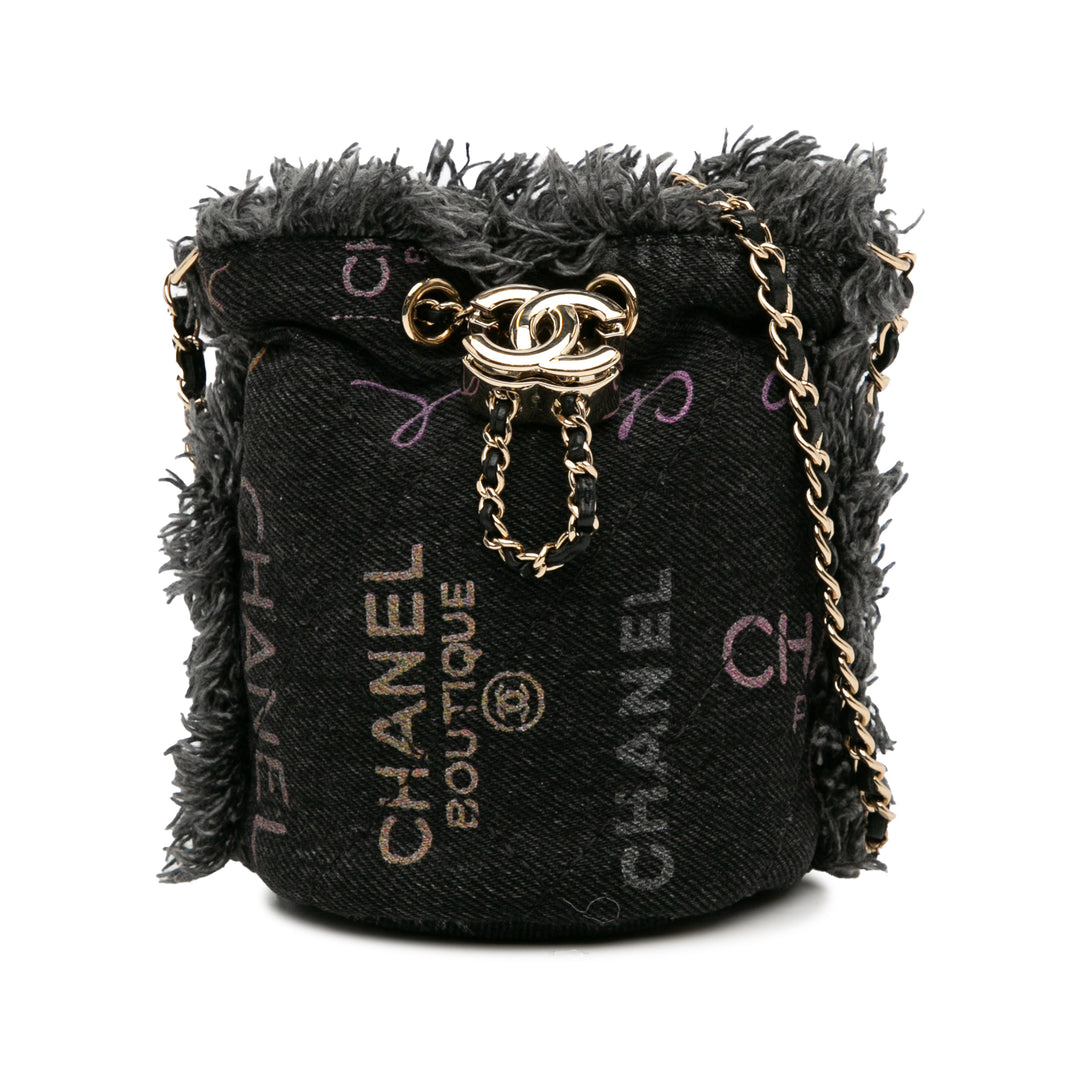 Mini Denim Mood Bucket with Chain Gray - Gaby Paris