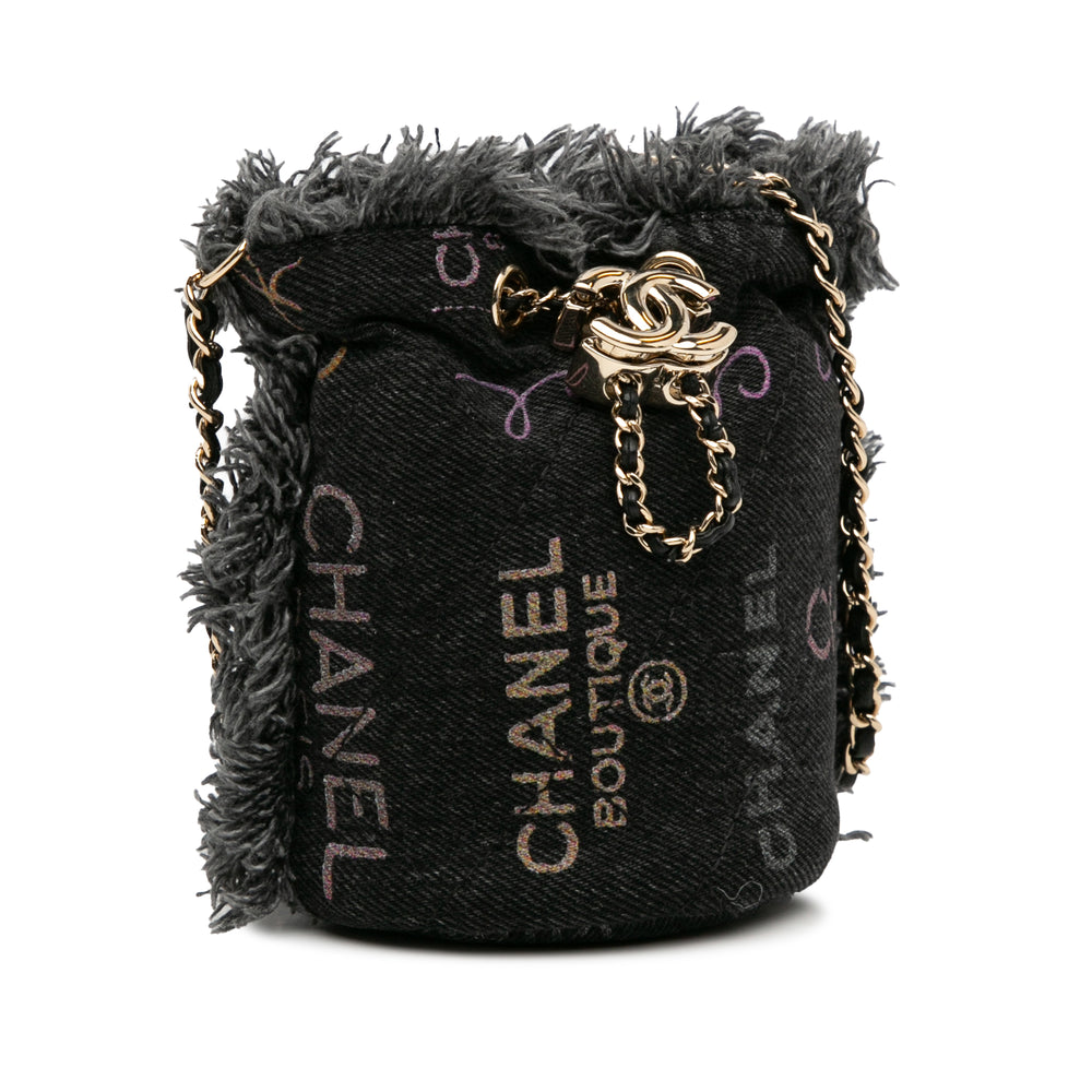 Mini Denim Mood Bucket with Chain Gray - Gaby Paris