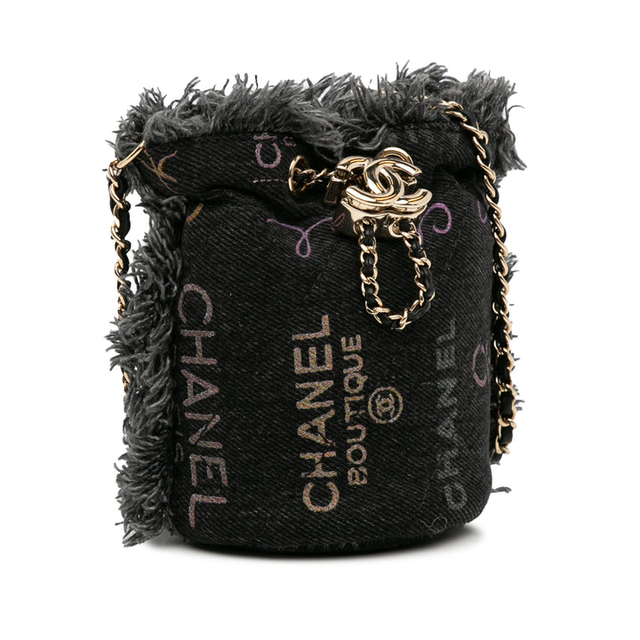Mini Denim Mood Bucket with Chain Gray - Gaby Paris