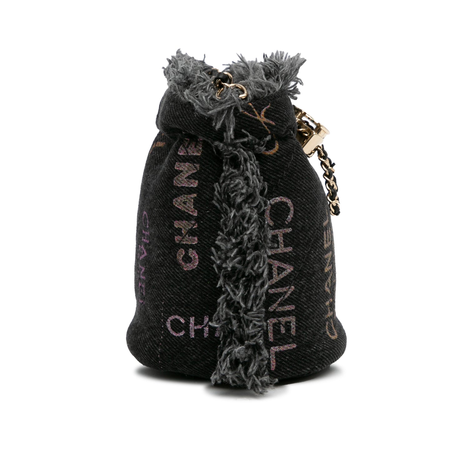 Mini Denim Mood Bucket with Chain Black - Gaby Paris