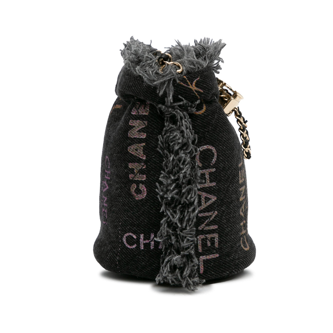 Mini Denim Mood Bucket with Chain Gray - Gaby Paris