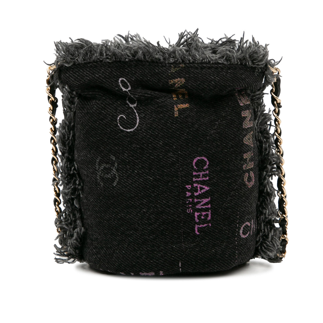 Mini Denim Mood Bucket with Chain Gray - Gaby Paris