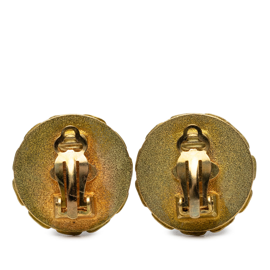 Chanel CC plaqué Resin Chain Rond Clip On Boucles d’oreilles