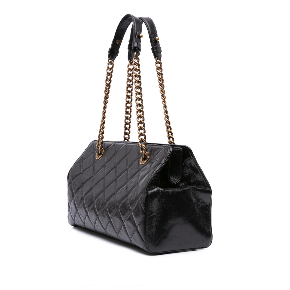 Quilted Calfskin Perfect Edge Tote Black - Gaby Paris