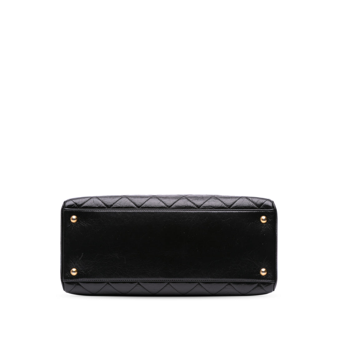 Quilted Calfskin Perfect Edge Tote Black - Gaby Paris