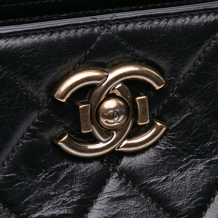 Quilted Calfskin Perfect Edge Tote Black - Gaby Paris