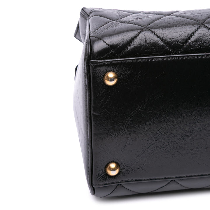 Quilted Calfskin Perfect Edge Tote Black - Gaby Paris