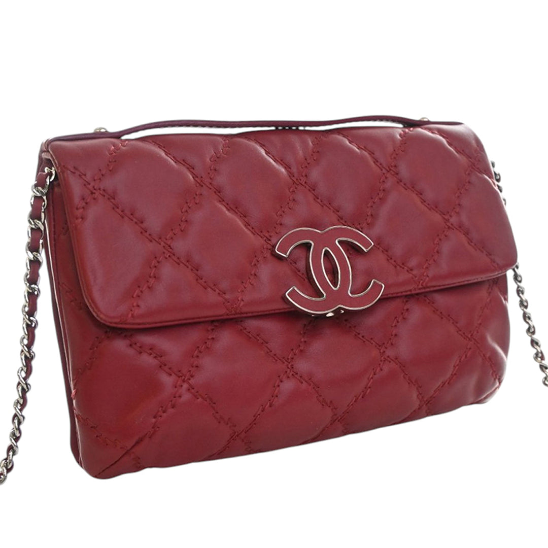 Chanel CC Matelassé Cuir de veau Double Stitch Hamptons à rabat