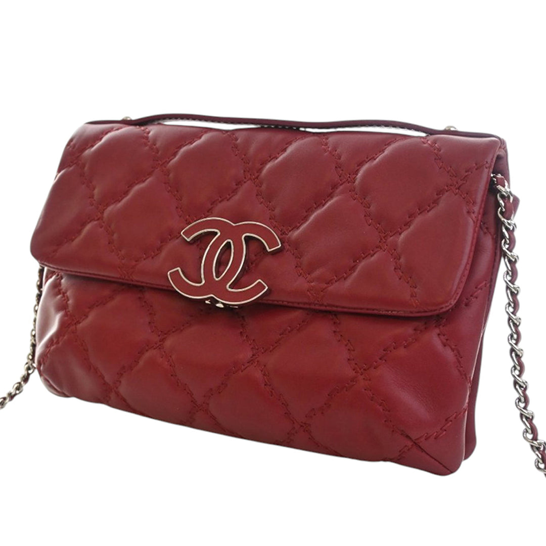 Chanel CC Matelassé Cuir de veau Double Stitch Hamptons à rabat