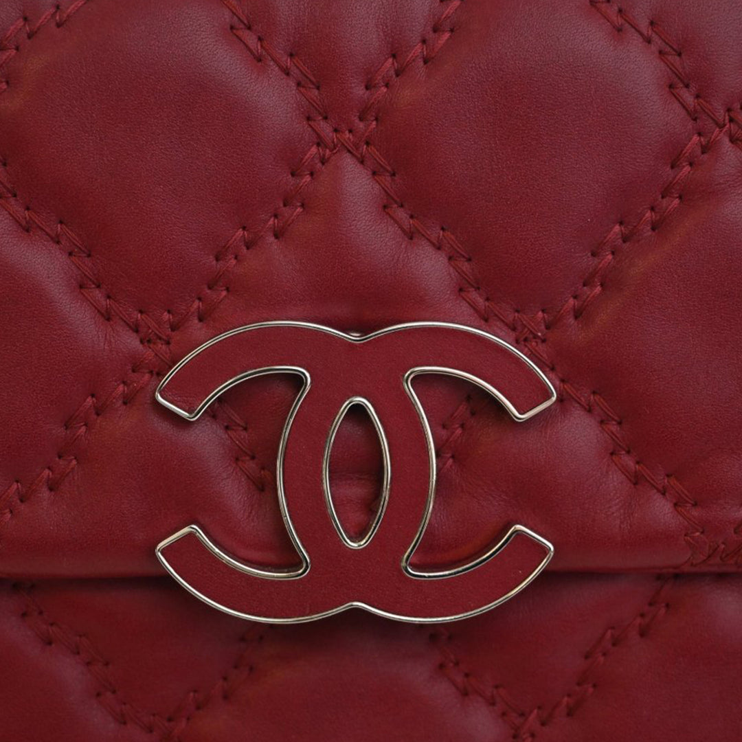 Chanel CC Matelassé Cuir de veau Double Stitch Hamptons à rabat