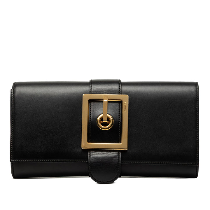 Lady Buckle Pochette Cuir de veau lisse Noir