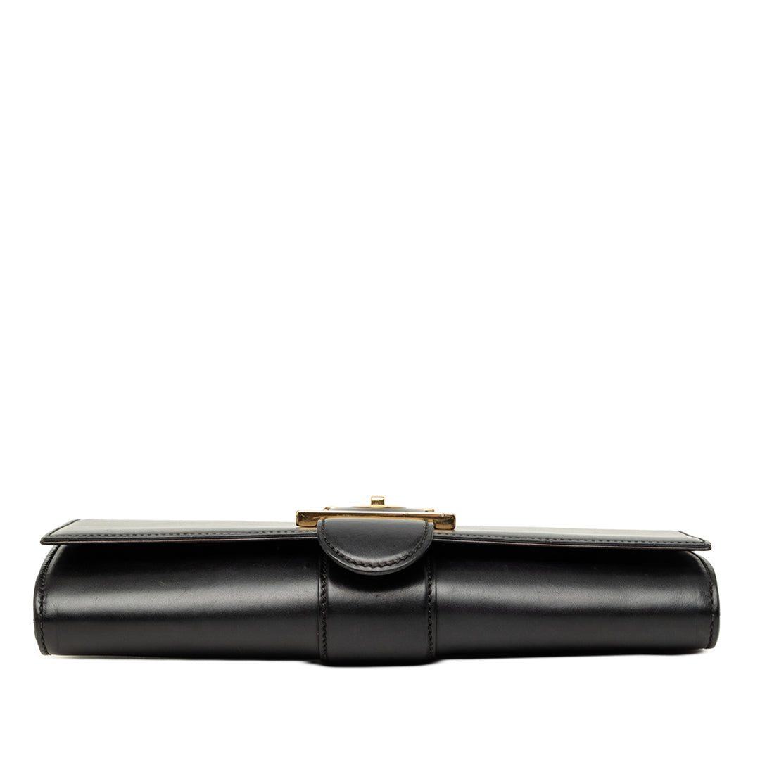 Lady Buckle Pochette Cuir de veau lisse Noir