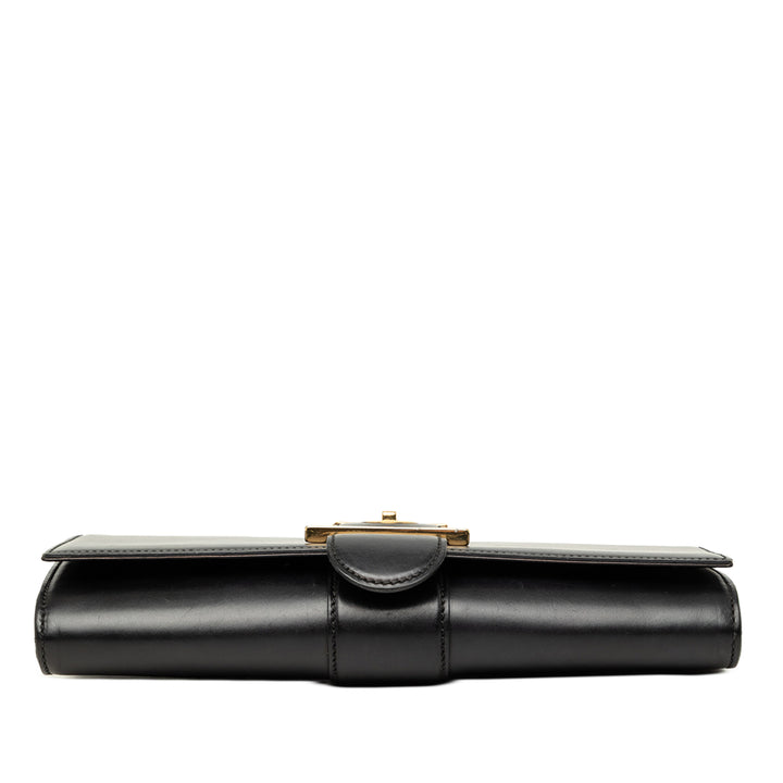 Lady Buckle Pochette Cuir de veau lisse Noir