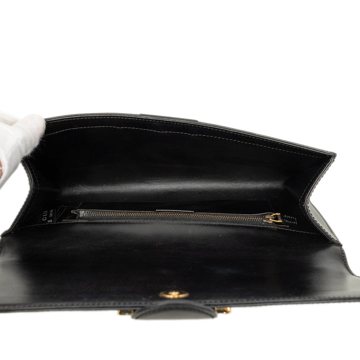 Lady Buckle Pochette Cuir de veau lisse Noir