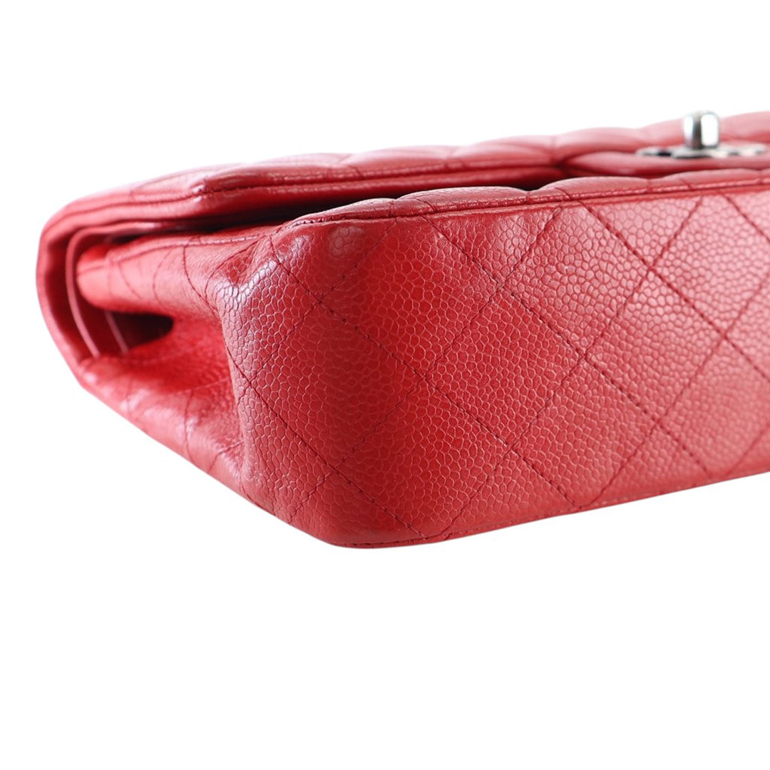 Chanel Medium Classic Caviar Double rabat Rouge
