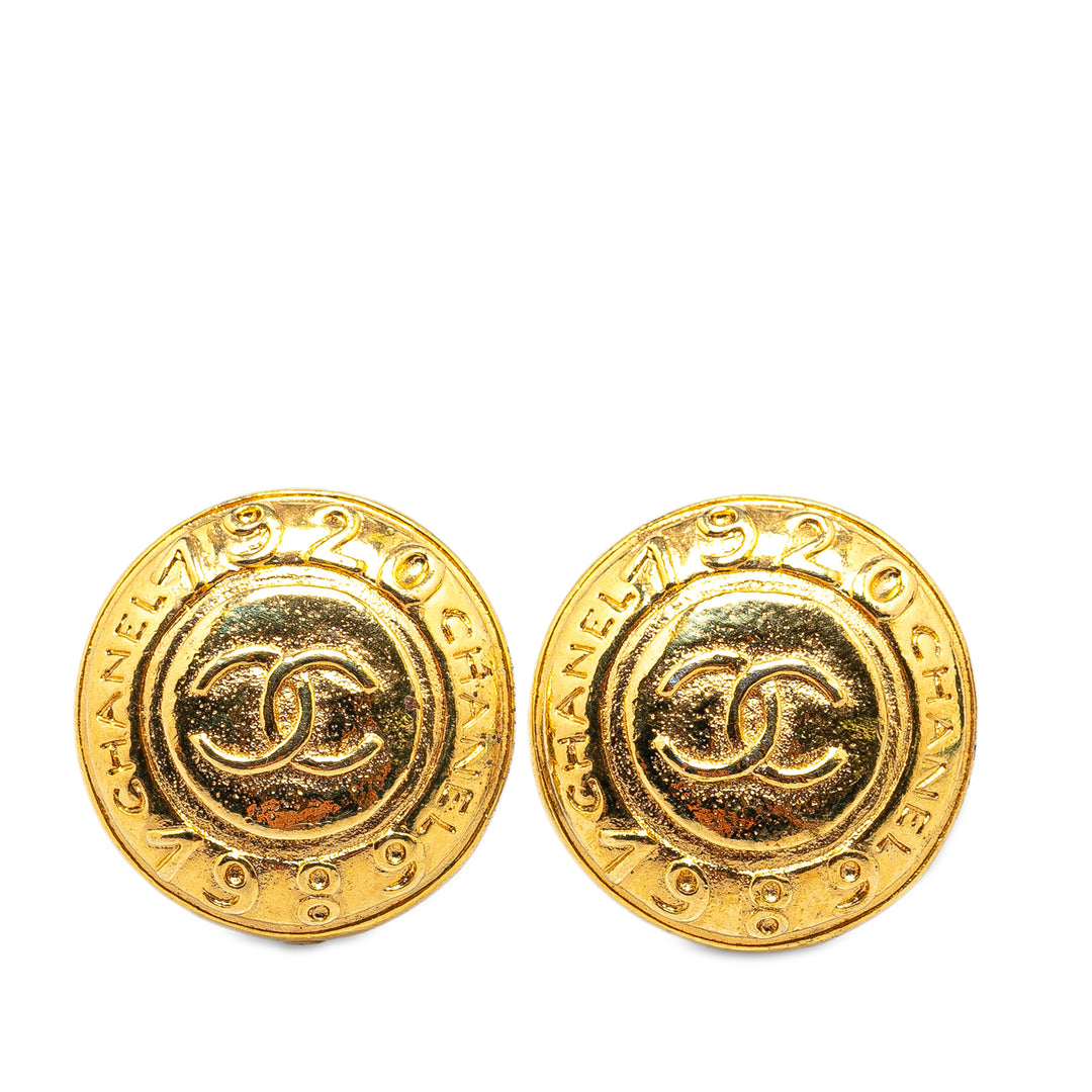 Gold Plated CC Date Clip On Earrings Gold - Gaby Paris