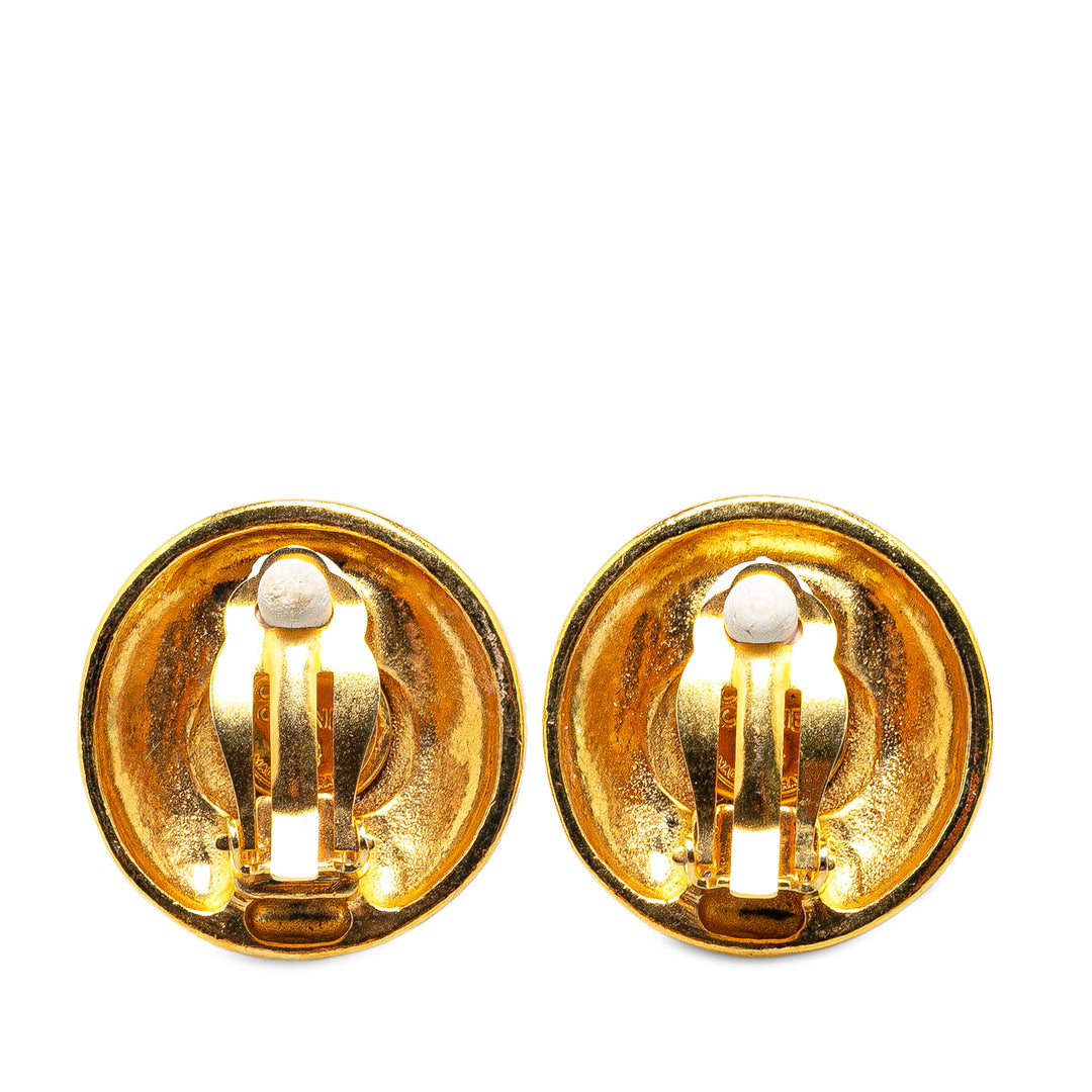 Gold Plated CC Date Clip On Earrings Gold - Gaby Paris