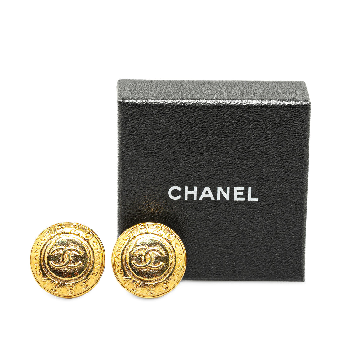 Gold Plated CC Date Clip On Earrings Gold - Gaby Paris