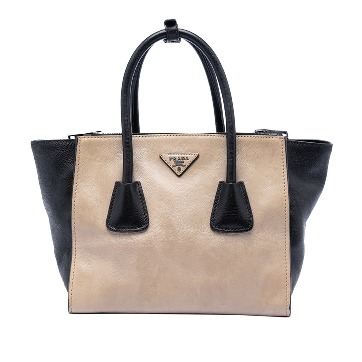 Prada Bicolor Glace Veau Twin Pocket Double Handle Sac