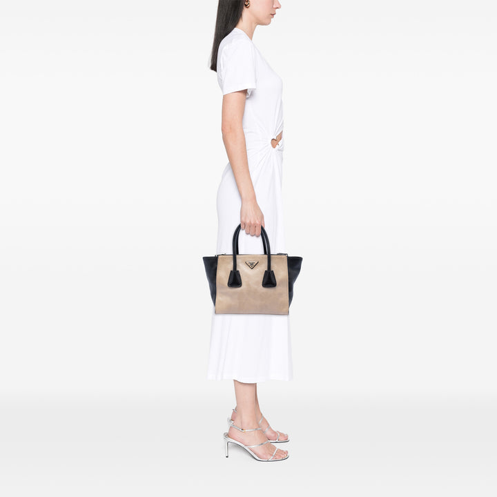 Prada Bicolor Glace Veau Twin Pocket Double Handle Sac