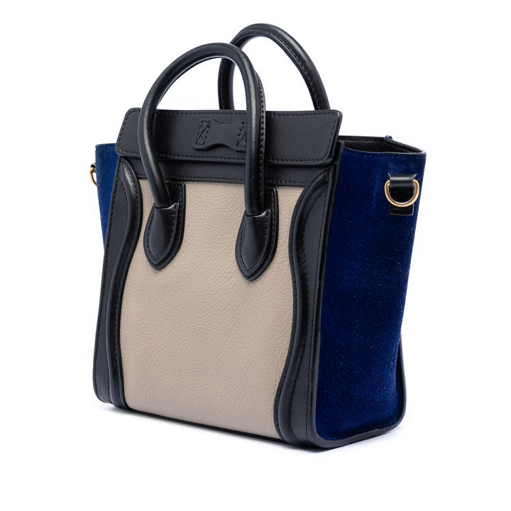 Celine Nano Tricolor Cuir de veau et Daim Luggage Cabas