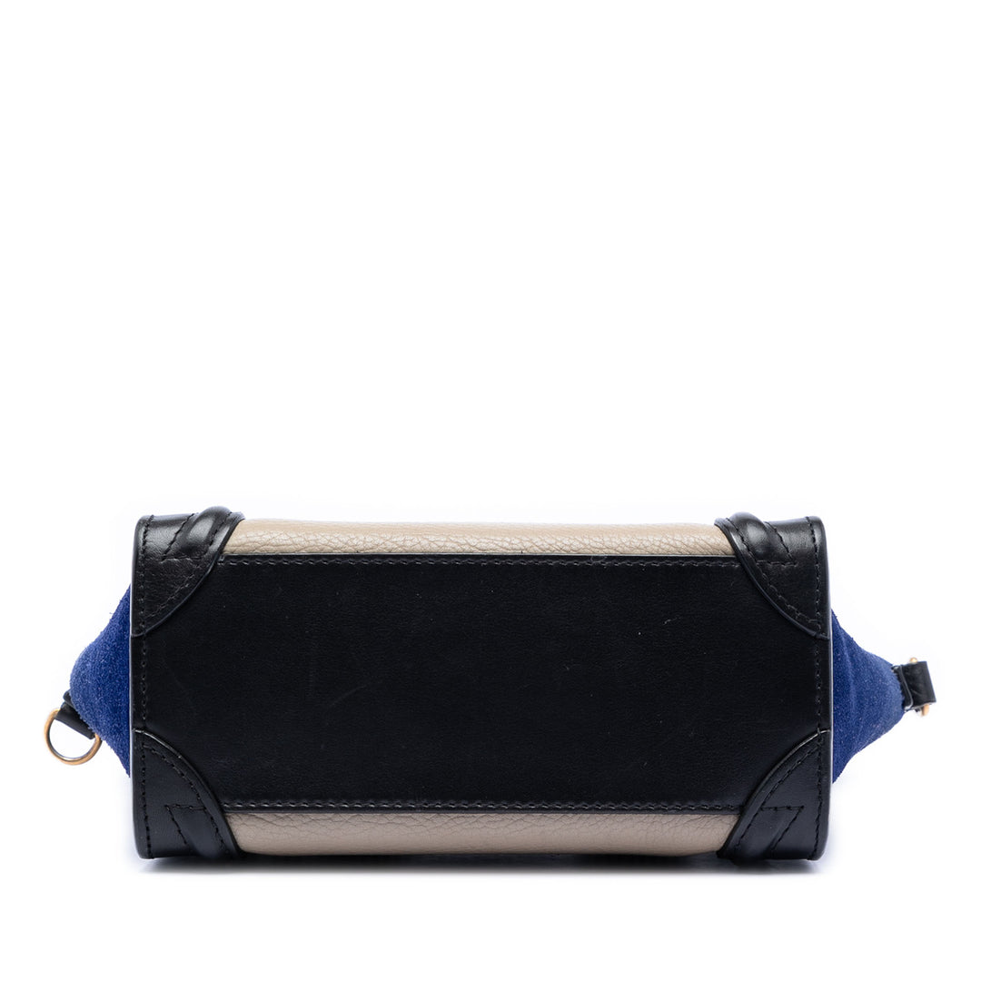 Celine Nano Tricolor Cuir de veau et Daim Luggage Cabas
