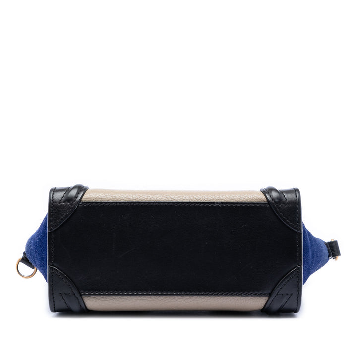 Celine Nano Tricolor Cuir de veau et Daim Luggage Cabas