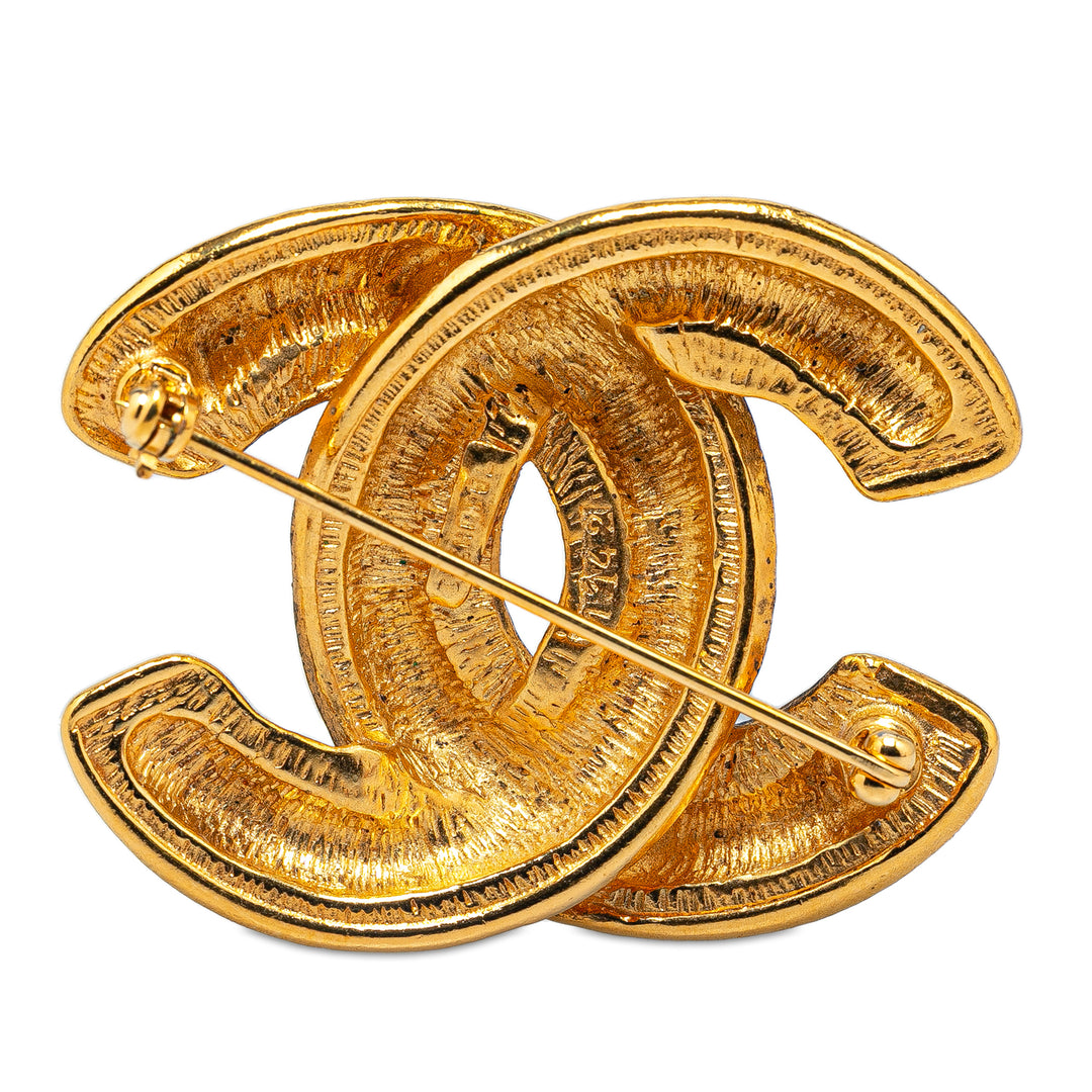 Gold Plated CC Quilted Brooch Gold - Gaby Paris