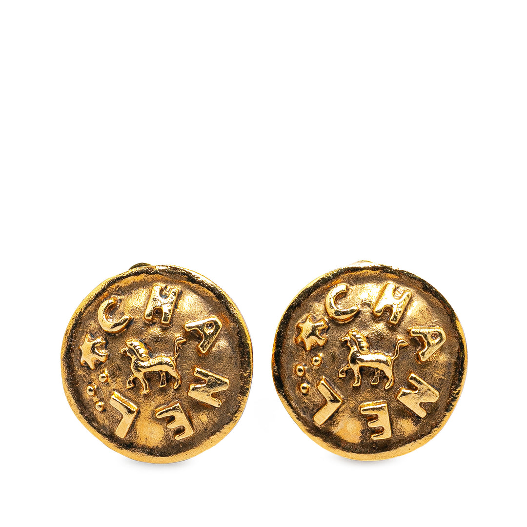 Gold Plated Logo Clip On Earrings Gold - Gaby Paris