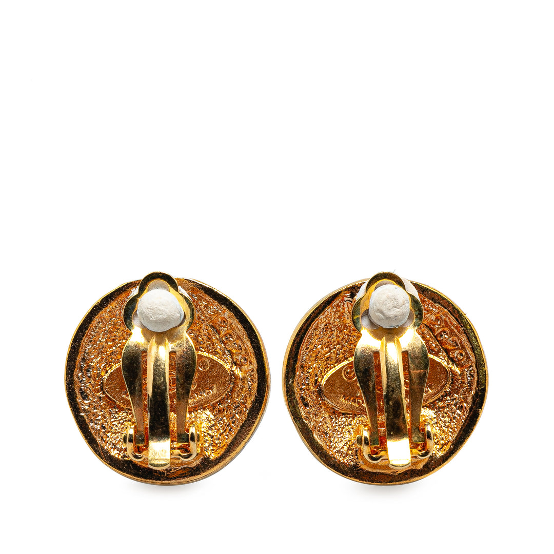 Gold Plated Logo Clip On Earrings Gold - Gaby Paris