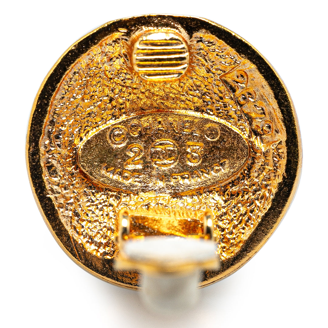 Gold Plated Logo Clip On Earrings Gold - Gaby Paris