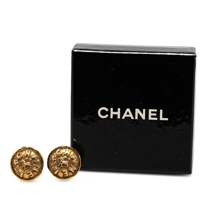 Gold Plated Logo Clip On Earrings Gold - Gaby Paris