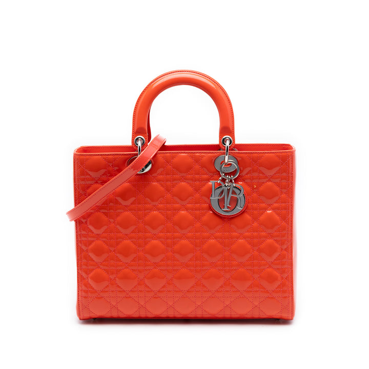 Dior Large Cuir verni Cannage Lady Dior