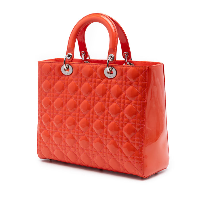 Dior Large Cuir verni Cannage Lady Dior