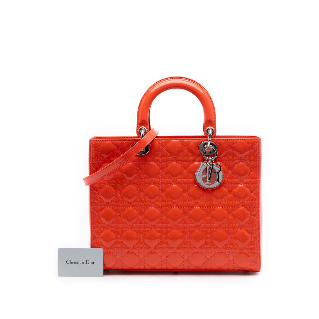 Dior Large Cuir verni Cannage Lady Dior