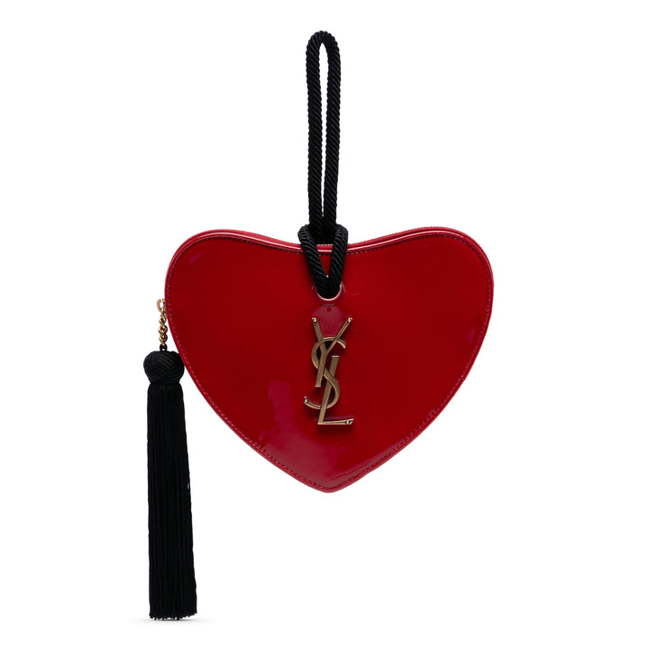 Saint Laurent Cuir verni Sac Coeur Heart Shaped Pochette