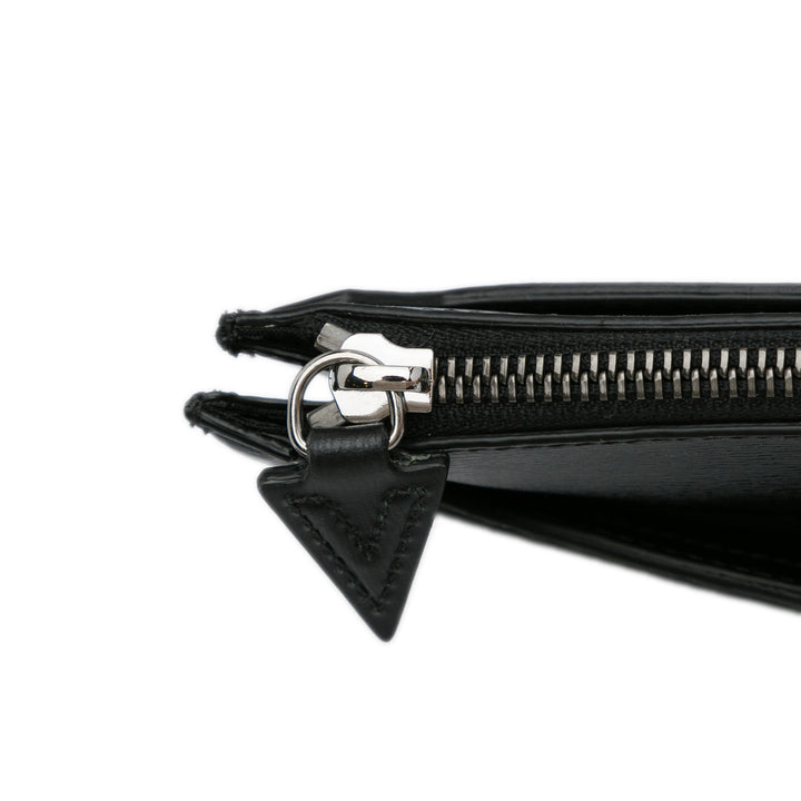 V Logo Leather Clutch Black - Gaby Paris