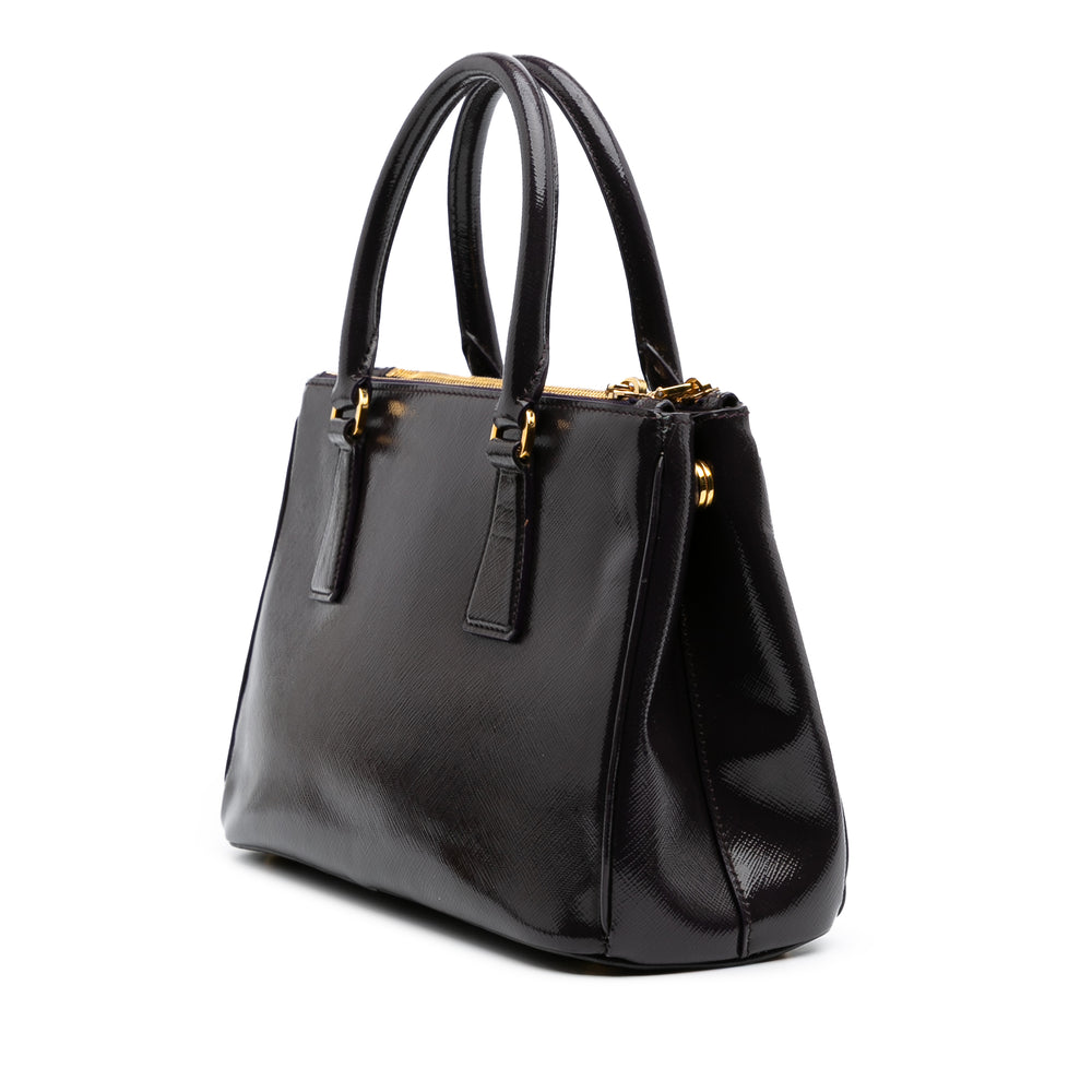 Small Saffiano Vernice Galleria Double Zip Satchel Purple - Gaby Paris